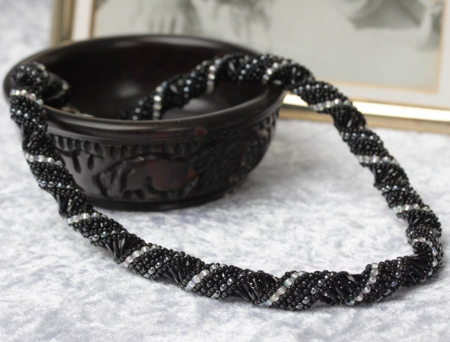 Black and Silver Russian Spiral Necklace
