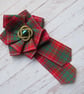 Bruce Red Tartan Ribbon Ruffle Rosette Mini Brooch Pin  - Image 6