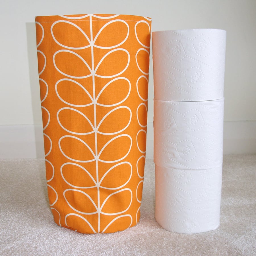 Toilet Roll Holder 3 Loo Roll Storage Basket Orange Stem Leaves