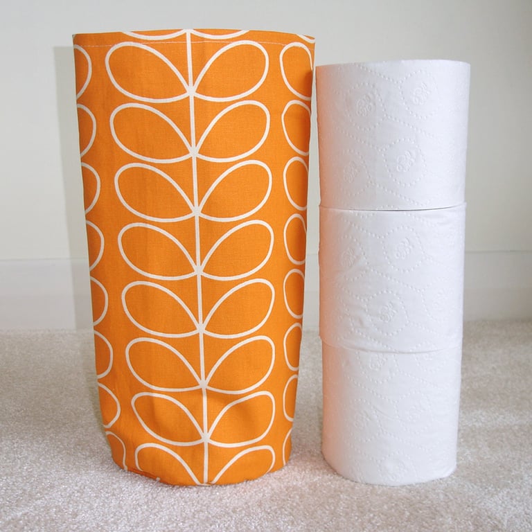 Toilet Roll Holder 3 Loo Roll Storage Basket Orange Stem Leaves