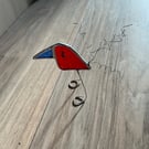 Handmade stained glass free standing bird