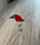 Handmade stained glass free standing bird