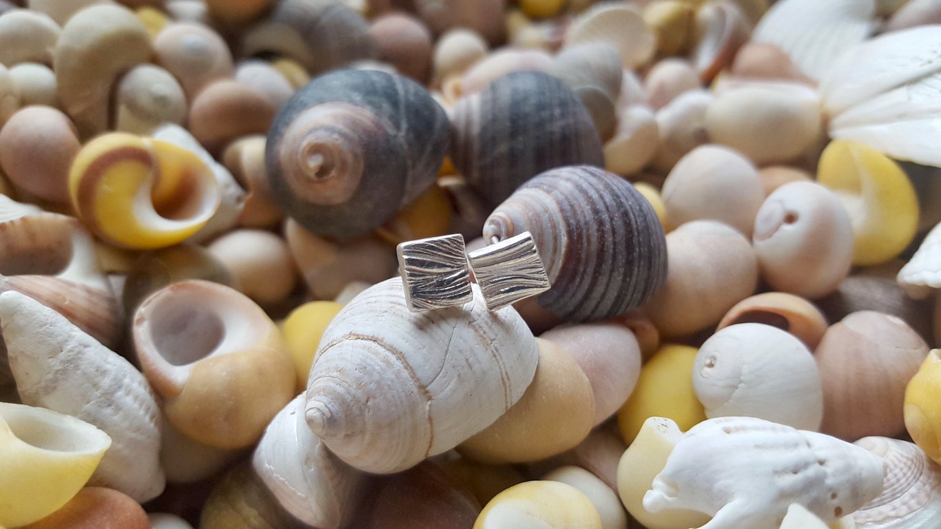 Handmade coastal themed wave and surf mini silver studs - Fistral earrings