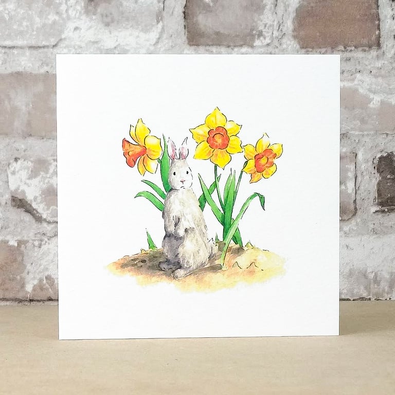 Card Blank Bunny Daffodils