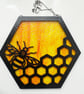 Stained Glass Honey Bee Suncatcher Hexagonal Design - Image 5