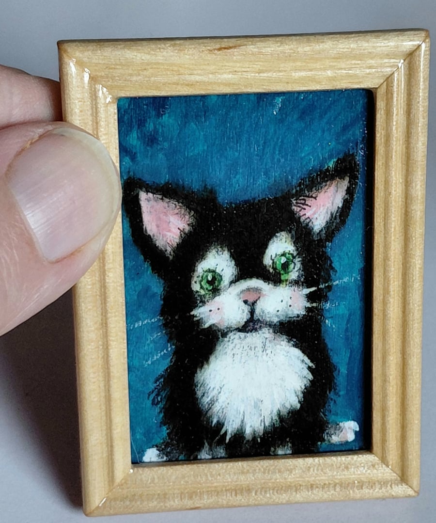 Cheeky CafMiniature Original Oil Painting Dollhouses and Small Spaces 