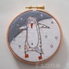 snowy penguin embroidery hoop