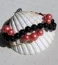 SALE Black Onyx & Coral Shell Pearl Gemstone Wave Bracelet- SALE PRICE - Image 1
