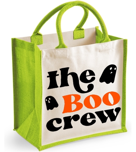 The Boo Crew Midi Jute Shopper Canvas Bag - Halloween Ghost Themed