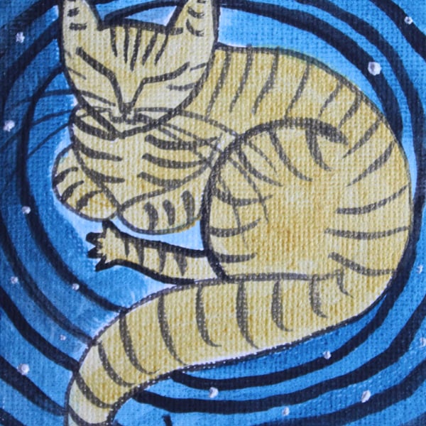 Sleepy Tabby Cat Painting