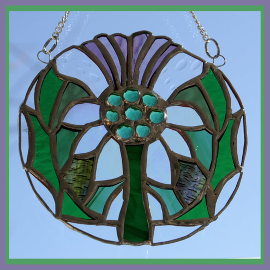 Scottish Thistle Stained Glass Suncatcher Folksy