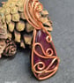 Dyed labradorite pendant hand wrapped in copper wire - Image 7