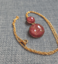 Red and Bronze Leafy Circle Necklace