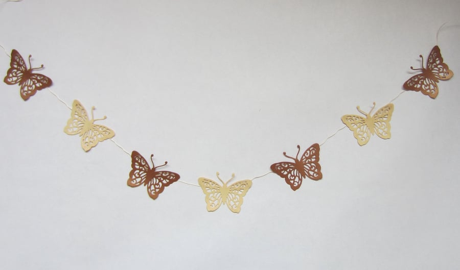 SALE Butterfly Gold and Cream Card Bunting % to Ukraine