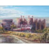 Steam Railway Greeting Card-Fine Art Train Card-LMS Steam Loco-Conway Castle