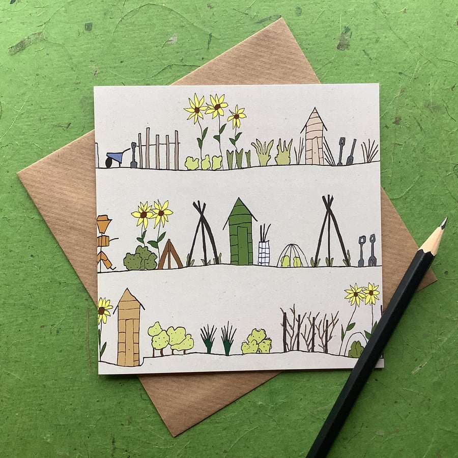 Greetings card - blank for own message - The allotments