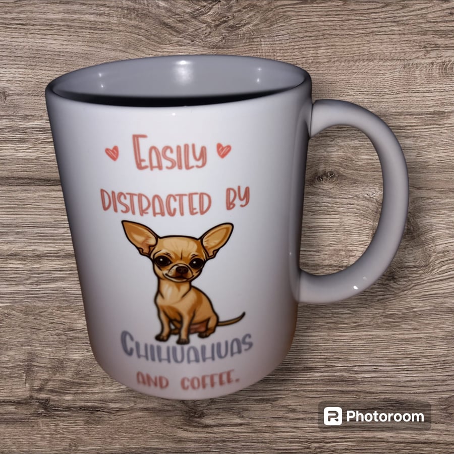 Easily Distracted by Chihuahuas and Coffee 11oz Funng Dog Quote Mug