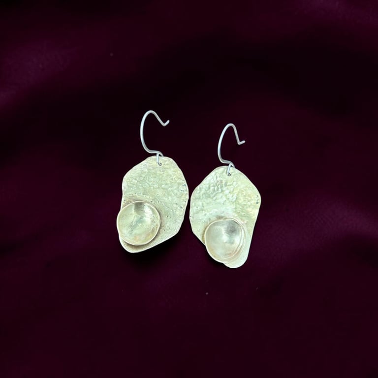 Brass Freeform Earrings, Sterling Silver Earwires