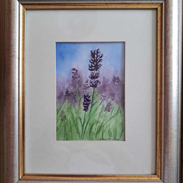 A Lavander Flower in Watercolour.   An Original painting