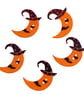 Wooden Moon Buttons Halloween Button Witch Hat Set of 5 for crafting decorations