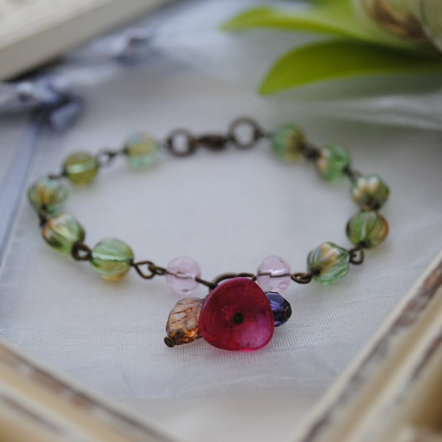 Titania olive flower charm bracelet
