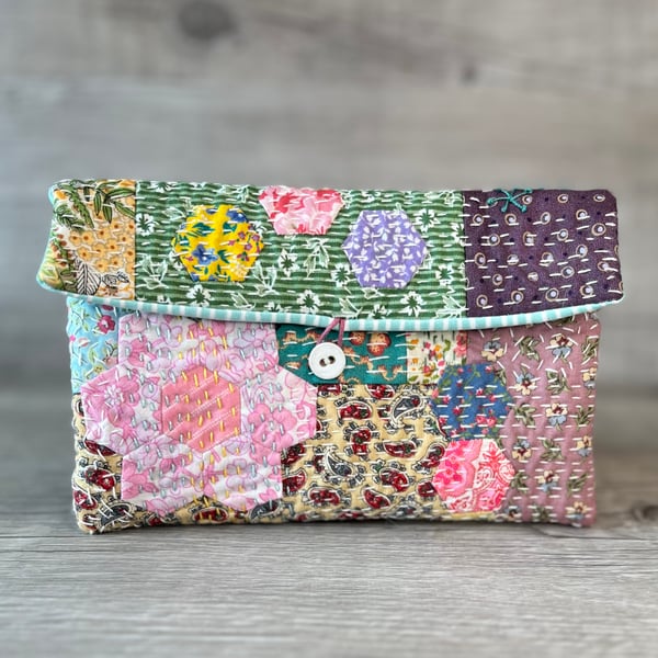 Hand Embroidered Boho Patchwork Clutch Bag 