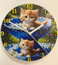 Novelty Handmade Kitten Wall Clock