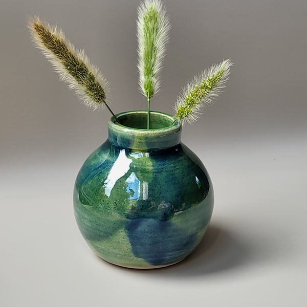 green and blue ceramic bud vase 