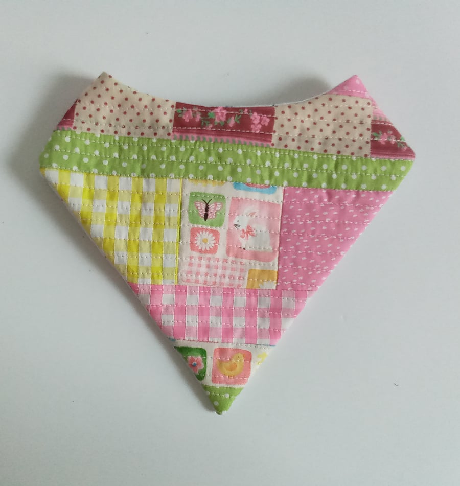  Bandana bib Newborn bib patchwork bib quilted bib reversible bib baby gift