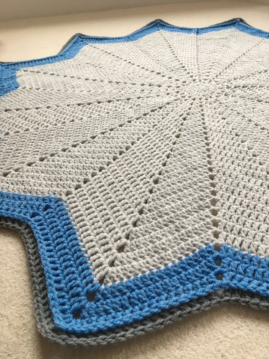 SALE  Handmade Star Blanket in grey and blue