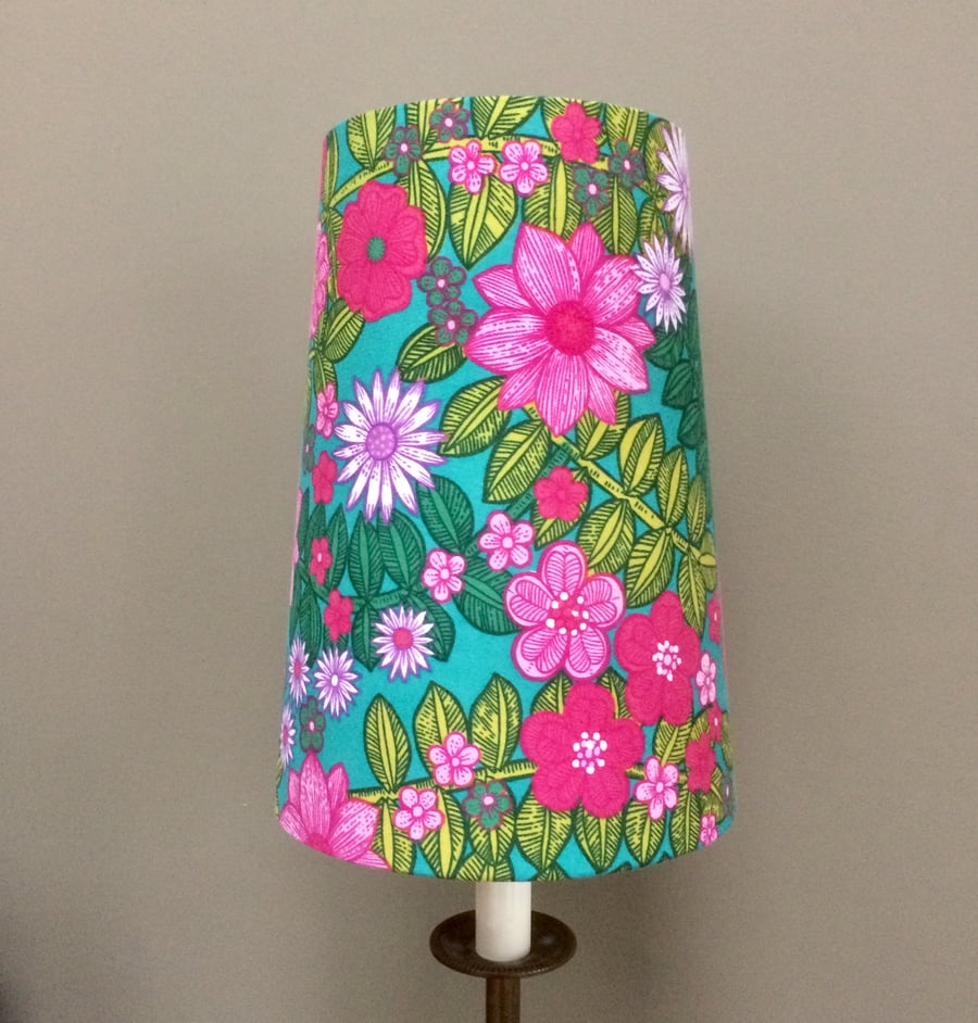 60s 70s GROOVY HIPPY green pink Flower power vintage fabrics Lampshade option 