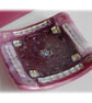 Fused Glass Trinket Dish 9cm Pink Bordered Dichroic 018 - Image 5
