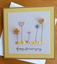 Happy Anniversary Card - Buttons, Hearts and Sequins - Kraft - Yellow