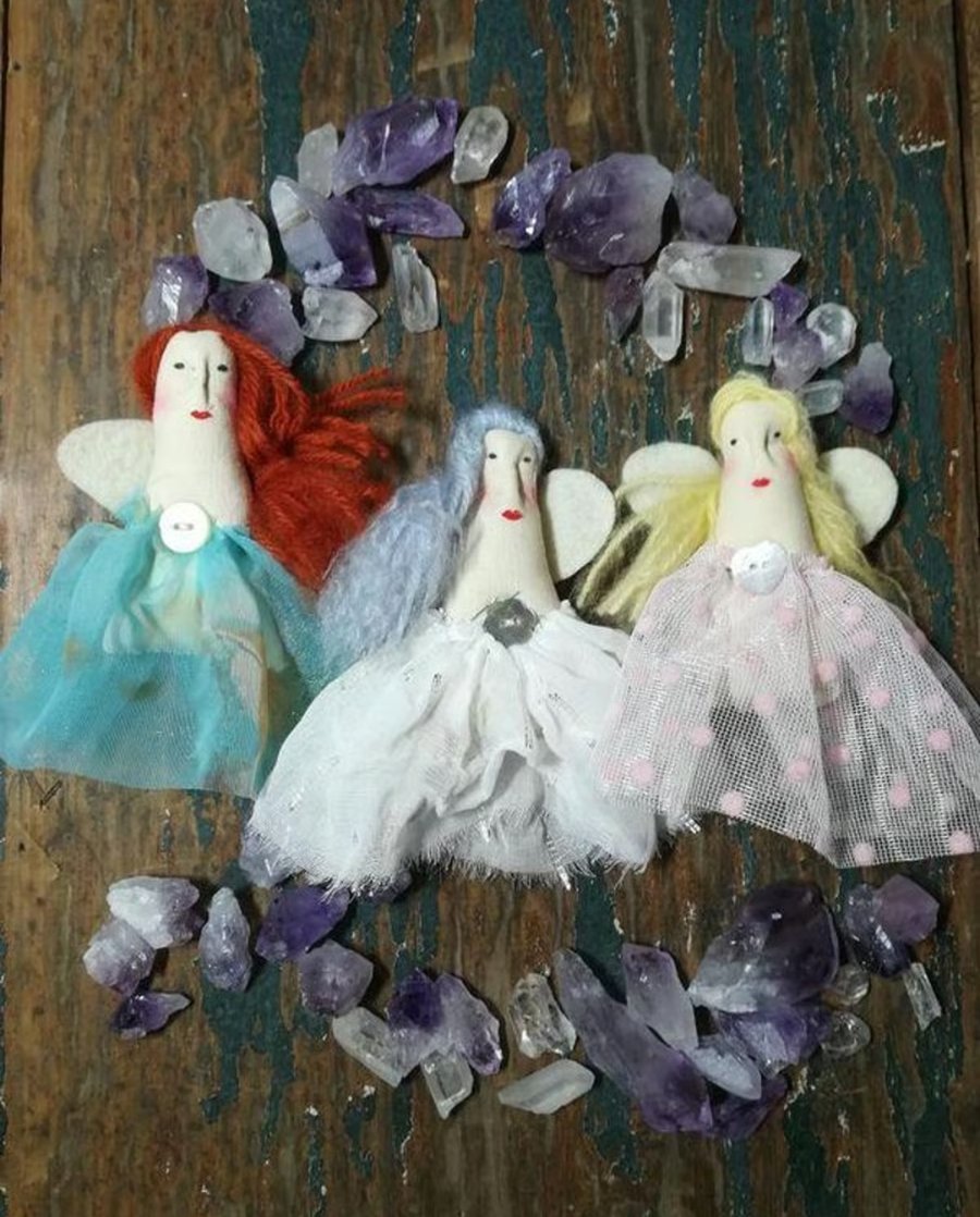 Art doll, mini angel, peace, luck doll, wish doll, magical altar creation