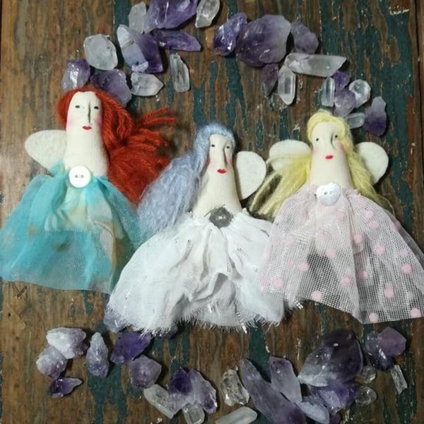 Art doll, mini angel, peace, luck doll, wish doll, magical altar creation