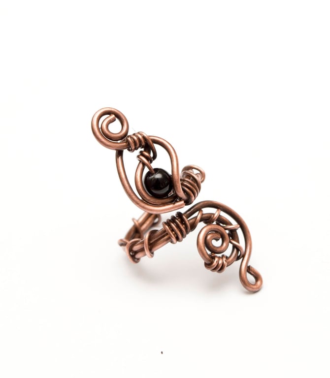 Antique Copper ring,wire wrapped copper ring, Chunky antique copper ring