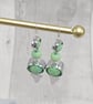 Aluminium Round Tube, Recycled Green Beads Dangle Earrings, Upcycled Jewellery - Image 4