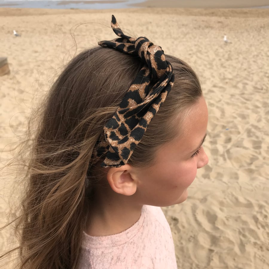 Leopard Print Headtie  Headscarf  Headwrap