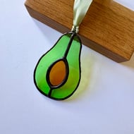 Stained glass avocado suncatcher