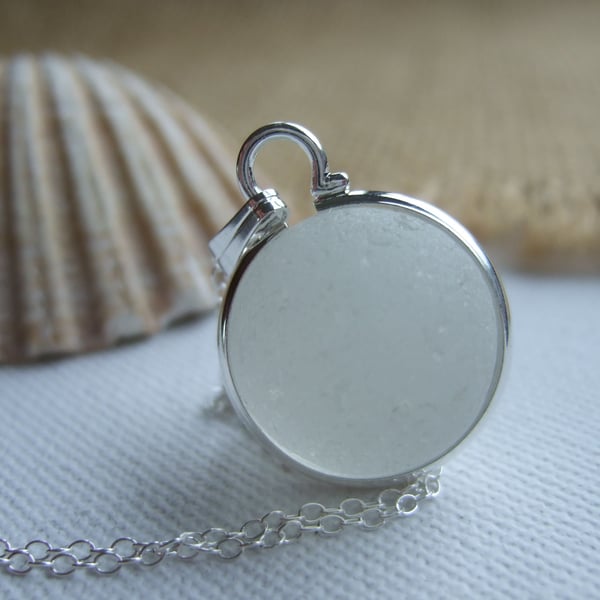 Rare sea glass white Codd bottle marble necklace, sea glass marble necklace