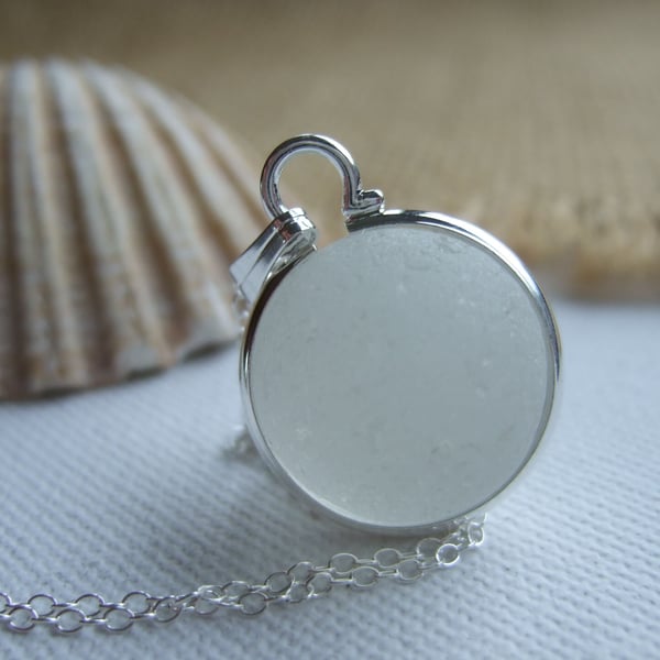 Rare sea glass white Codd bottle marble necklace, sea glass marble necklace