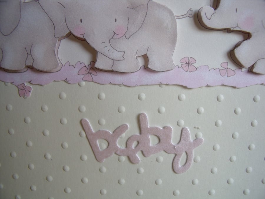 New Baby Girl Elephant Card