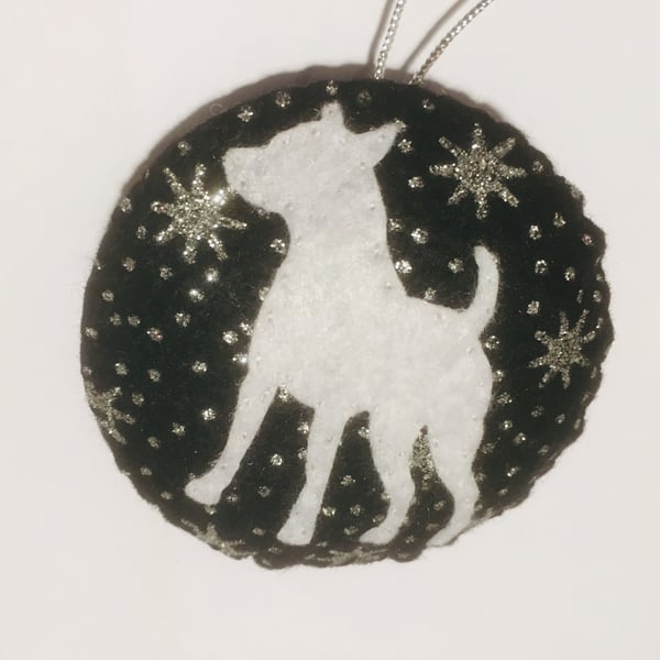 White Dog bauble, Christmas tree decoration, Silhouette, Animal, Pet, Gift 