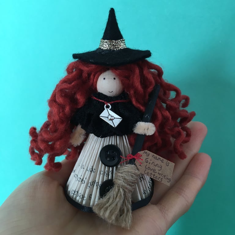 Dark Orange Witch Doll Decoration, Halloween Ornaments, Witch Core 