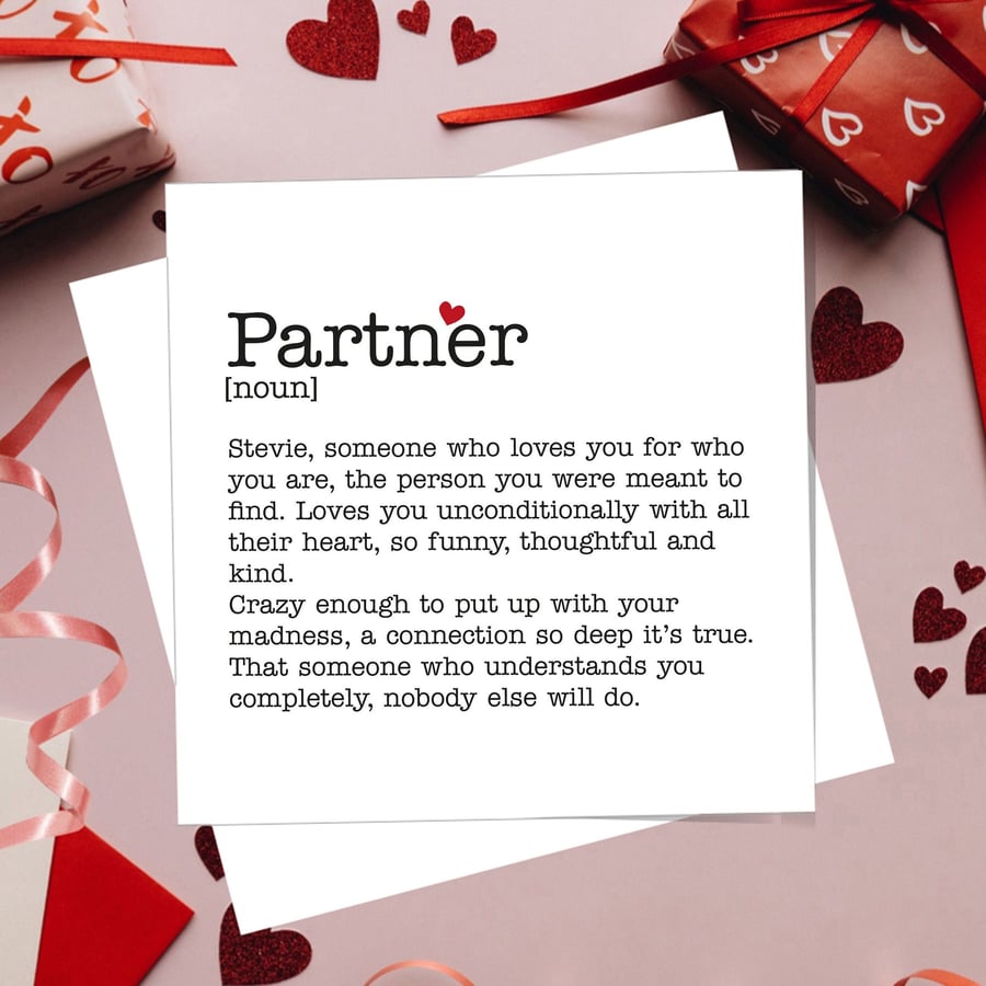 Anniversary Card Personalised Partner Definition. Free delivery