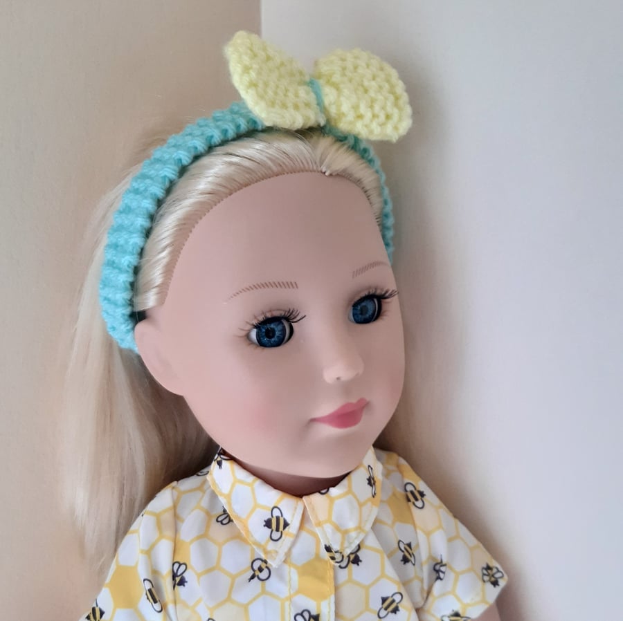 KNITTING PATTERN PDF Lemon Bow Headband for Doll