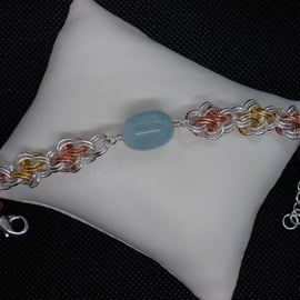 SALE - Aquamarine tumble chainmaille bracelet