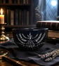 Moth design black bowl by Wychlings Pottery 