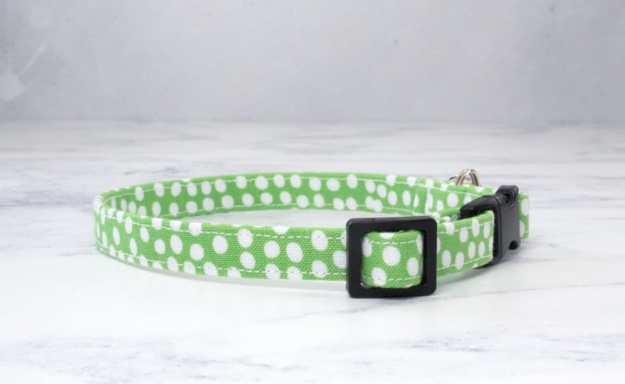 Cat Collar, Spotty Cat Collar, Green Cat Collar, Jayne Elizabeth Designs, Bell