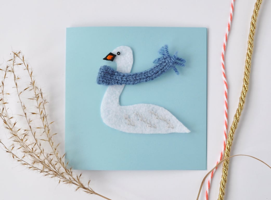 Swan handmade greeting card